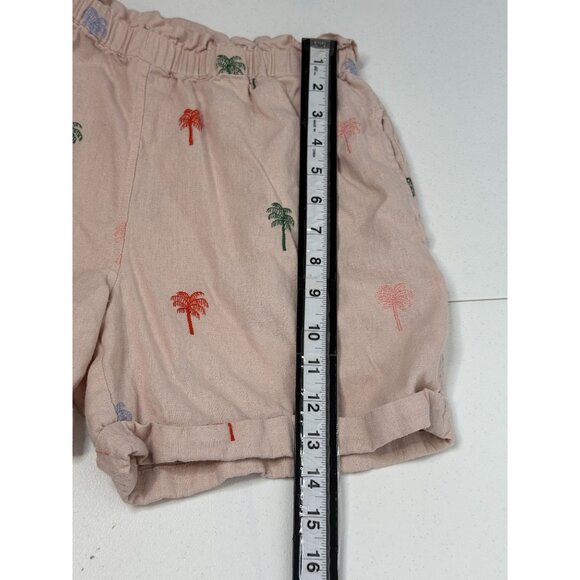 Elie Tahari Womens Pink Palm Tree Embroidered Linen Blend Shorts Small - Picture 7 of 9